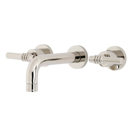 Kingston Brass KS8126ML Milano 2-Handle 8" Wall Mount Bathroom Faucet, Polished Nickel KS8126ML